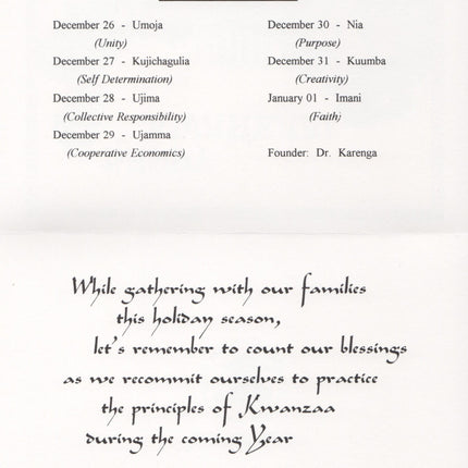 Kwanzaa Card – Family Celebration inside