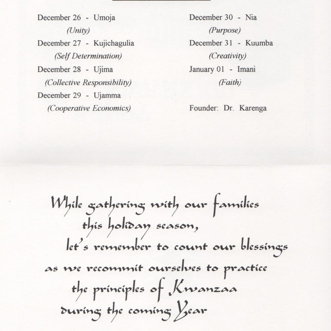 Kwanzaa Card – Family Celebration inside