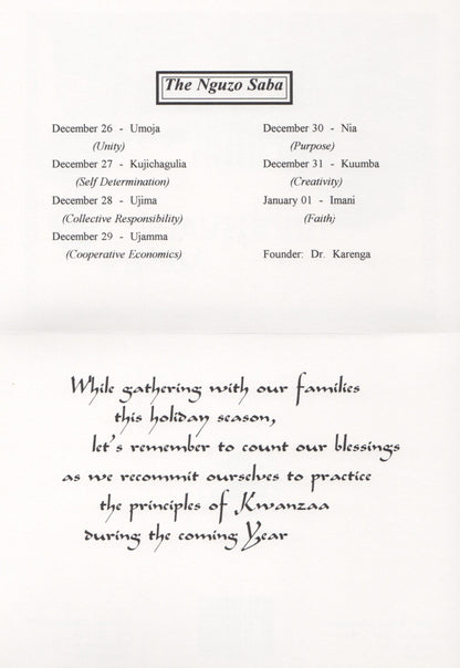 Kwanzaa Card – Family Celebration inside