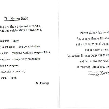 Kwanzaa Card – A prayer at Kwanzaa