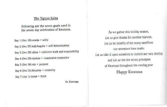Kwanzaa Card – A prayer at Kwanzaa